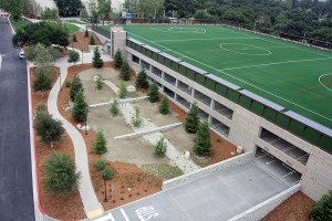 Pomona College Parking Garage with Soccer Field